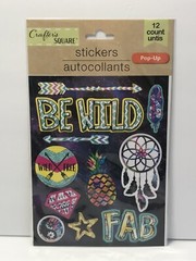 3 Pc Pop Up Be Wild & Whatever Theme Scrapbooking Stickers + Deco Tape Scrapbook