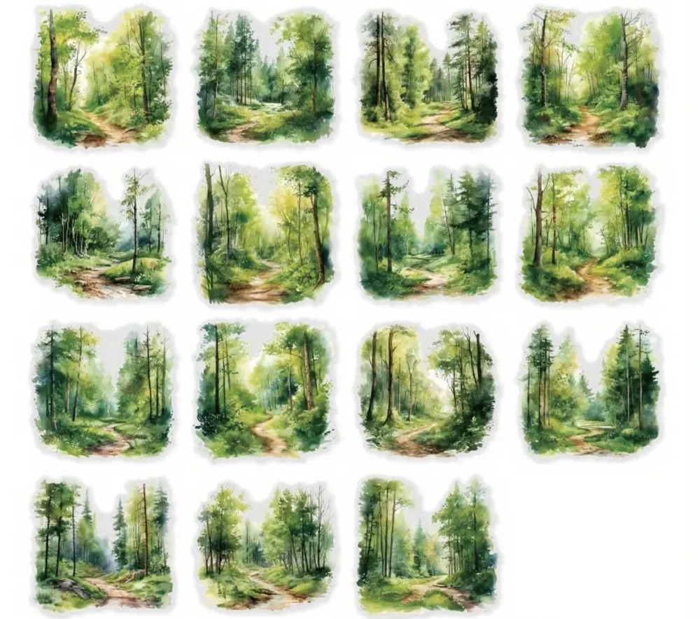 15pcs Seasons Of The Forest P.E.T. Stickers- Scrapbook, Journal, DIY Crafts