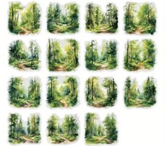15pcs Seasons Of The Forest P.E.T. Stickers- Scrapbook, Journal, DIY Crafts