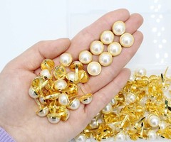 12 X 18Mm 100Pcs Imitation Pearl Brads Paper Fastener Scrapbooking DIY Making We