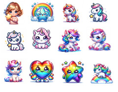12 Cute Unicorn Waterproof Vinyl Stickers Bike Luggage Decals Cars