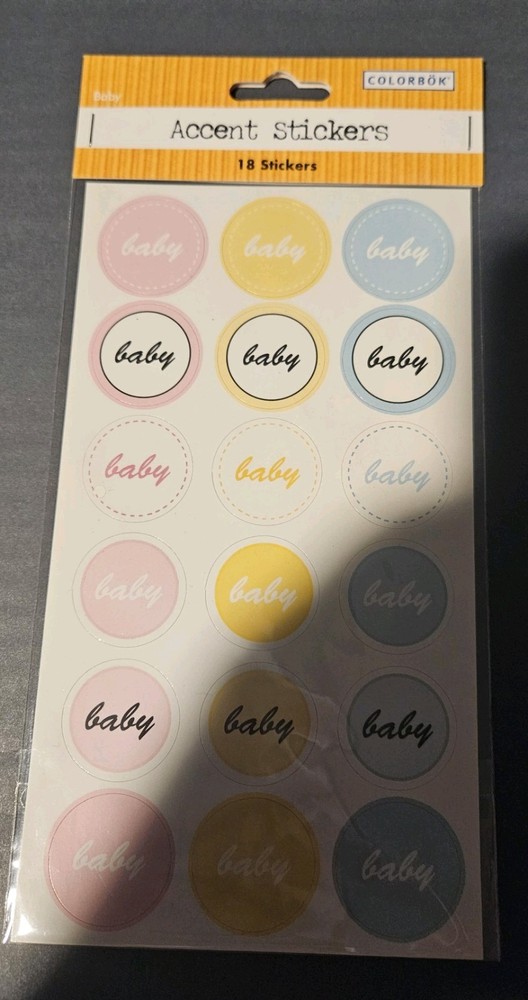 Colorbok Accent Stickers 18 Baby variety pastel colors in a circle