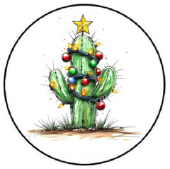 CACTUS WITH CHRISTMAS LIGHTS ENVELOPE SEALS LABELS STICKERS PARTY FAVORS