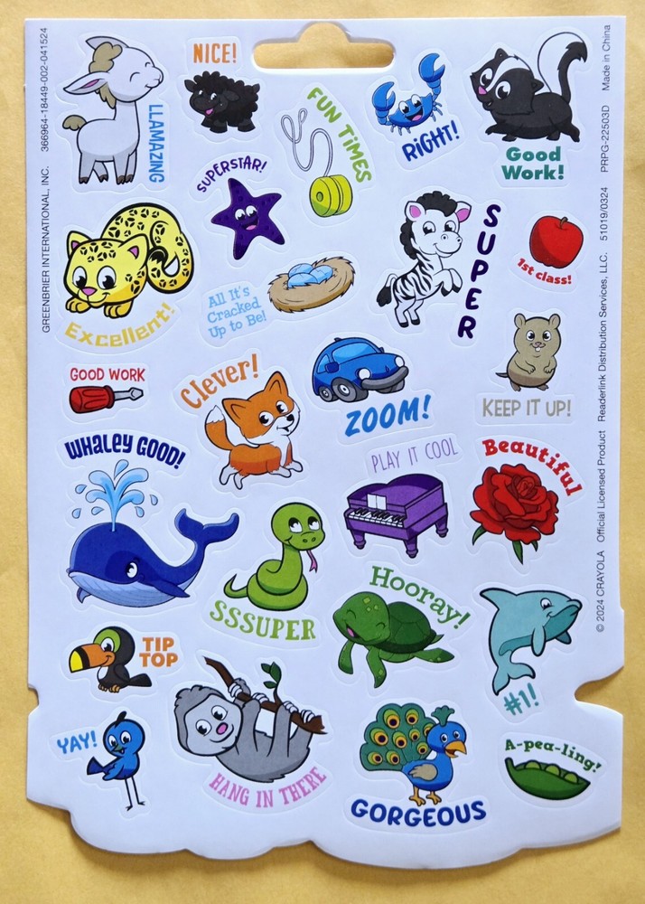 Cute Animals Sticker Sheet