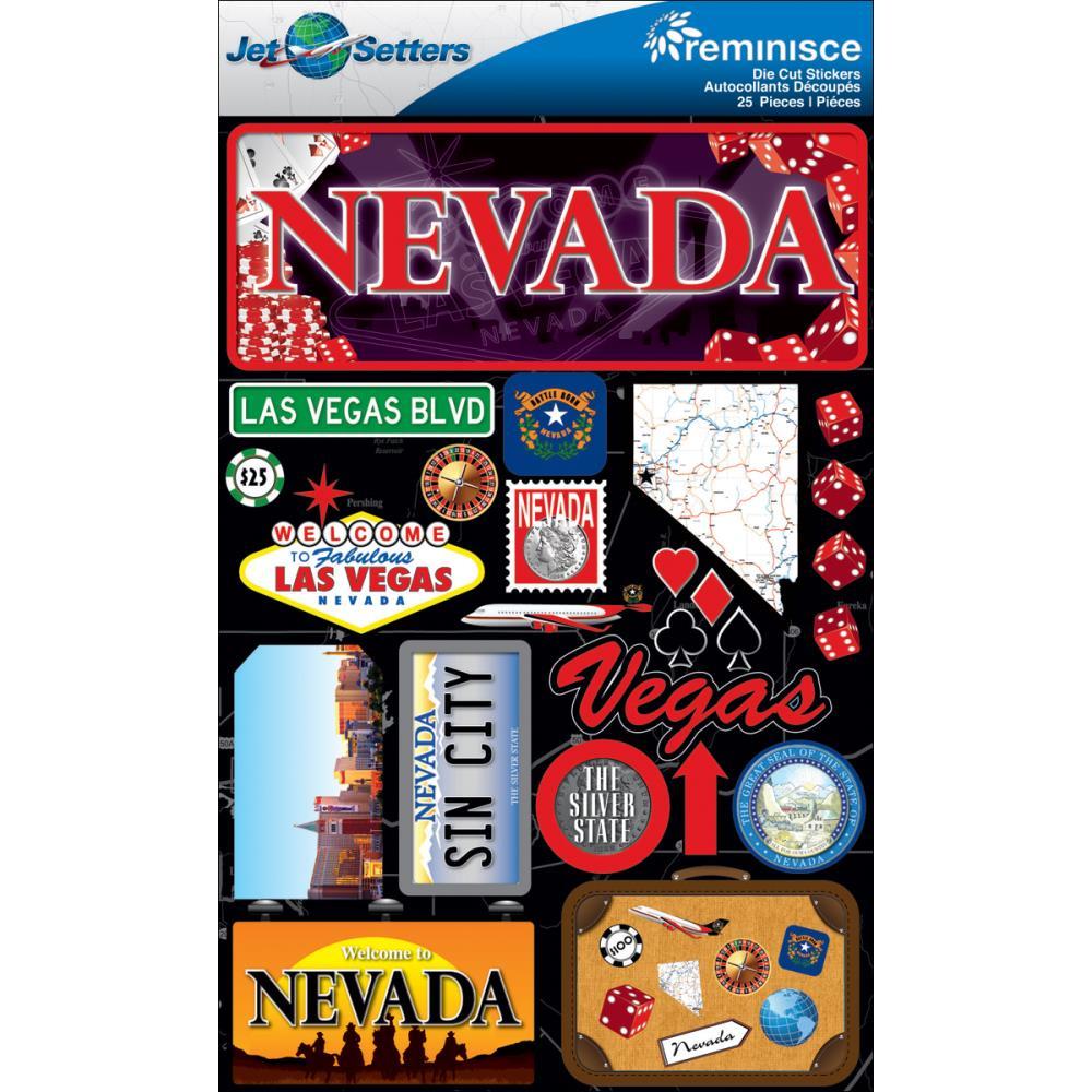 Scrapbooking Crafts Stickers 3D Nevada Las Vegas Sin City Dice Silver State Map