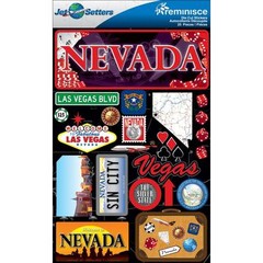 Scrapbooking Crafts Stickers 3D Nevada Las Vegas Sin City Dice Silver State Map