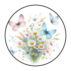 WILDFLOWERS & BUTTERFLIES ENVELOPE SEALS STICKERS LABELS TAGS 1.5″ ROUND (30)