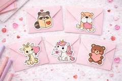 Valentine’s Day Cute Animals Sticker Set – 12 Piece