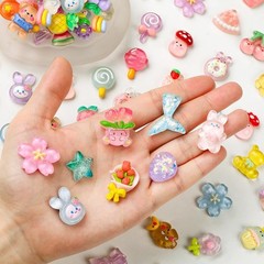 60PCS Cute Slime Charms Mixed Flatback Resin Set,60 Styles Multicolor