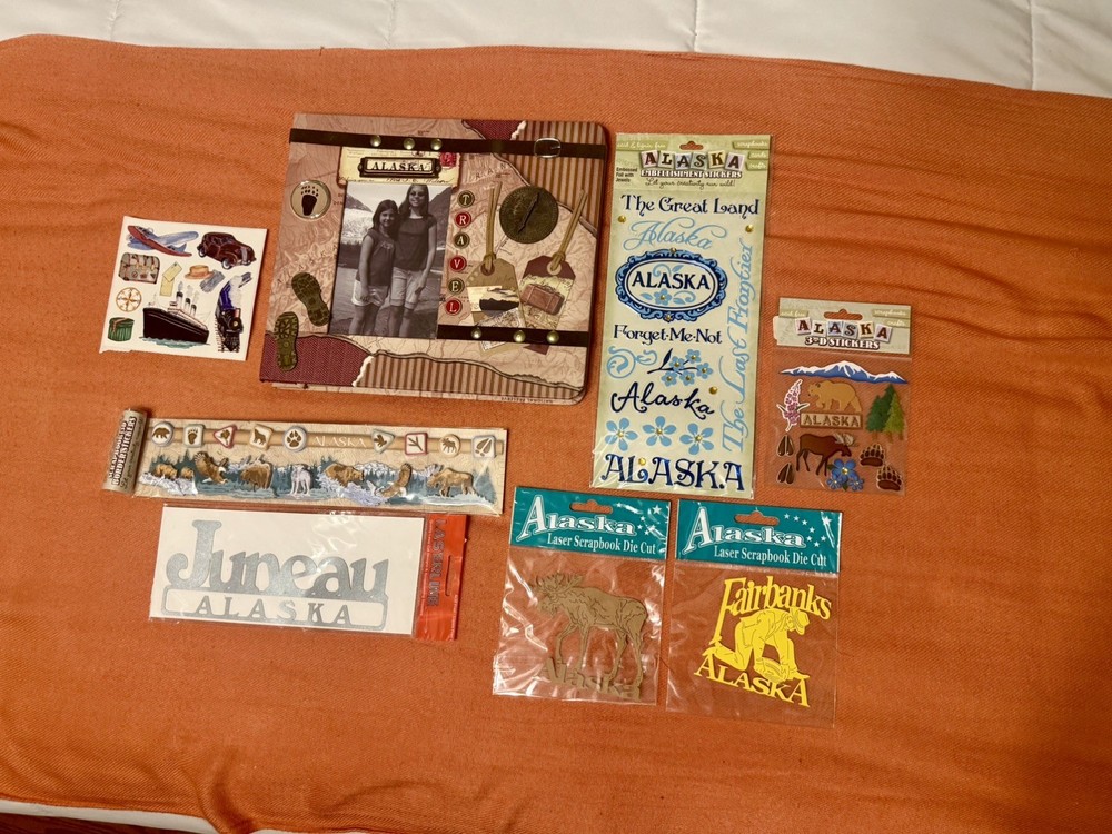 Alaska Scrpbook Album, Alaska stickers and diecut embelishments