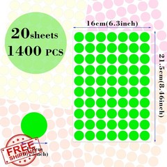 3/4 Inch Fluorescent Dot Stickers 1400pcs 5 Neon Colors Sale