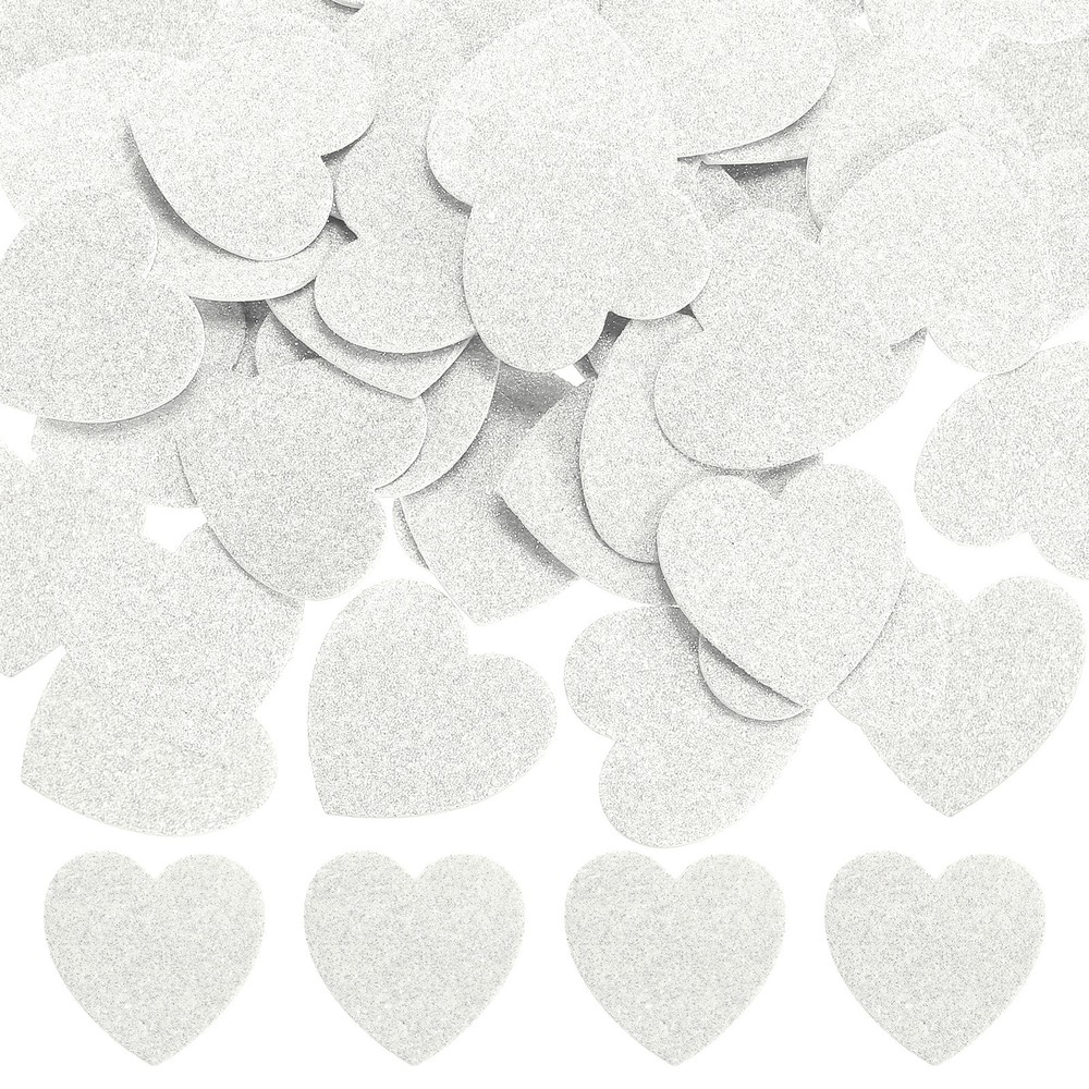 1.8″x1.8″ Heart Foam Stickers, 100Pcs EVA Glitters Foam Shape Sticker, White
