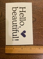 5 “Hello, Beautiful!” With Heart Stickers 3 1/4 X 5in