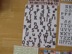 Alphabet Stickers Numbers and Punctuation 11 Partially Used Sheets