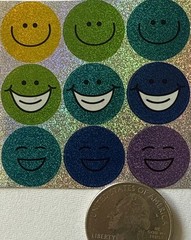 PRISMATIC SMILEY FACE Stickers(18pc)Rainbow•Colorful •Happy•Laughing•Card Making