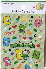 GAIA Melon Soda Float Sticker Selection Animal Bear Drink Fruits MADE IN JAPAN