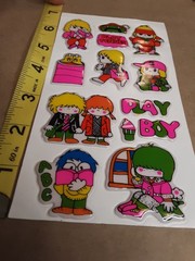 Vintage 80’s Puffy Sticker Boy Girl Hippies Playing Tennis «Play Boy»