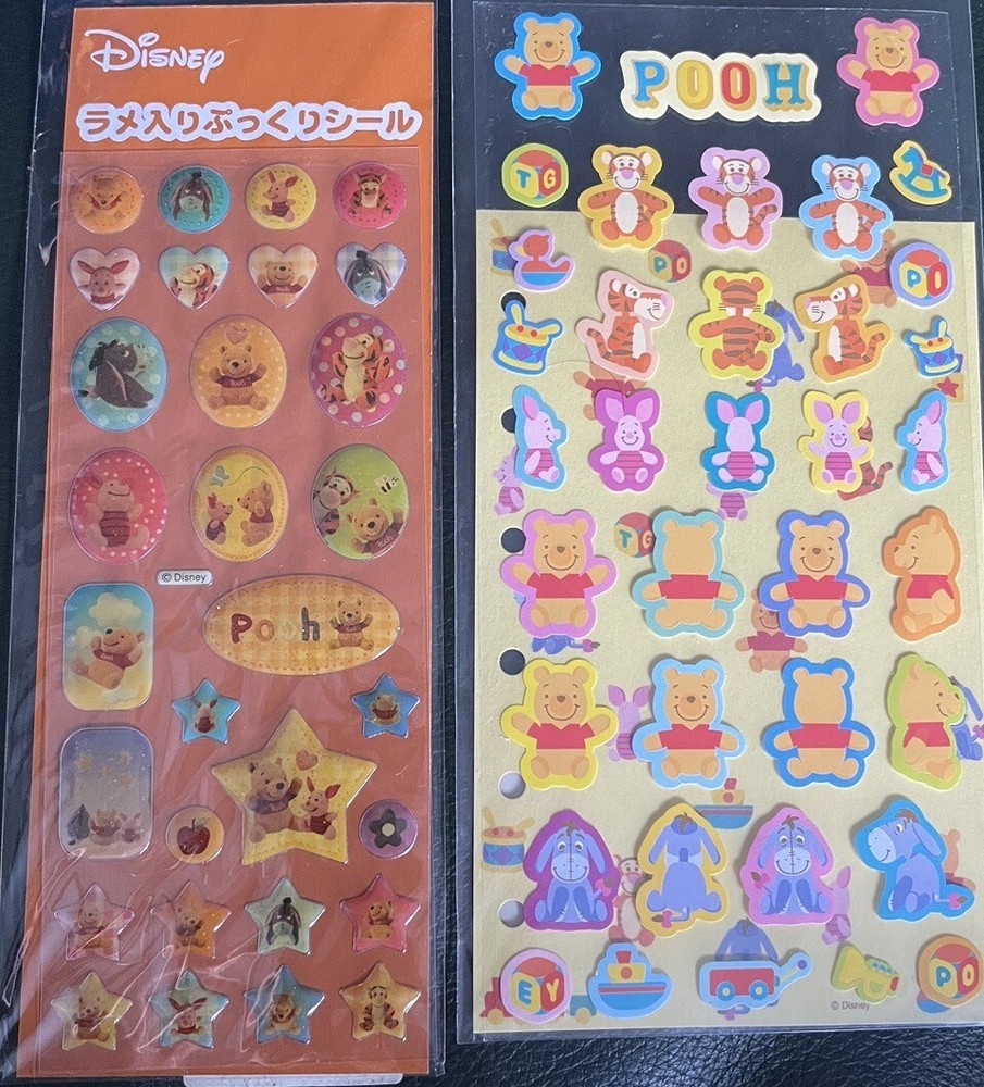 Disney Japan Tokyo Disneyland Winnie The Pooh Sticker Set Vintage Eeyore Piglet