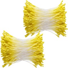 Winsyison 800pcs Double Heads Stamens for 2mm tip, 59mm length, Yellow-800pcs
