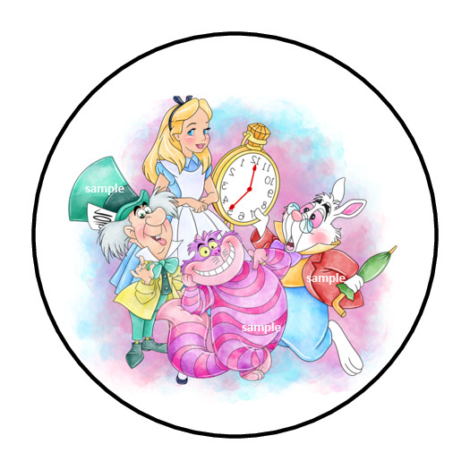 30 ALICE IN WONDERLAND STICKERS ENVELOPE SEALS LABELS 1.5″ ROUND PARTY FAVORS