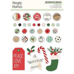 Decorative Brads SS All Wrapped Up Christmas Stocking Candy Music Flowers Oh Joy