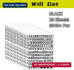 3040Pcs 20 Sheets Small Letter Number Stickers, 0.5inch Colorful Self-Adhesive V