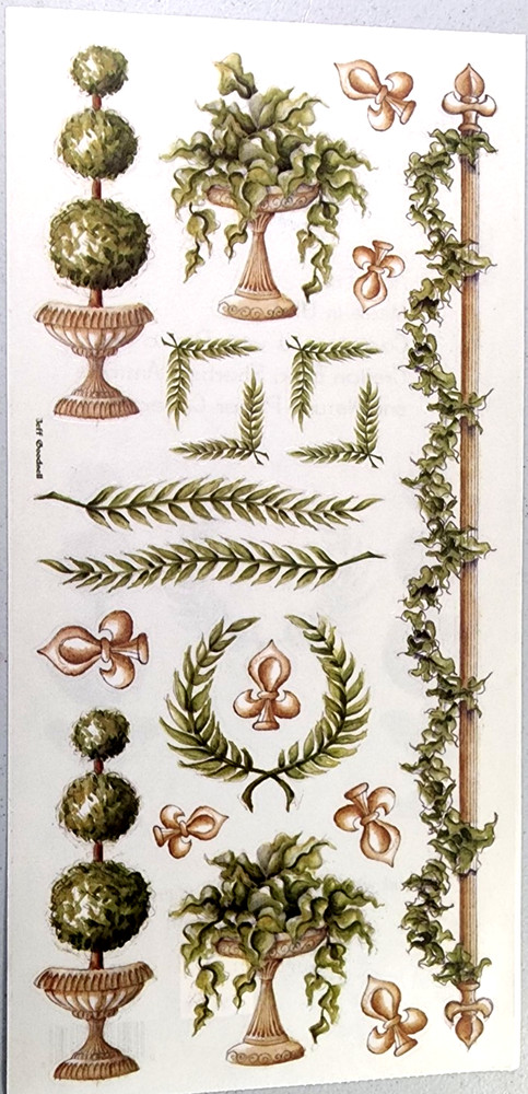 Provo Craft Clear Stickers Vintage French Topiary Roman Wreath Scrapbook 42-0865