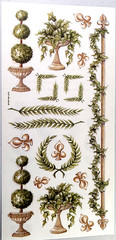 Provo Craft Clear Stickers Vintage French Topiary Roman Wreath Scrapbook 42-0865