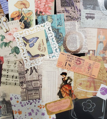 50 Piece Junk Journal Ephemera Pack-Small Pieces Vintage Inspired Scrapbook Lot
