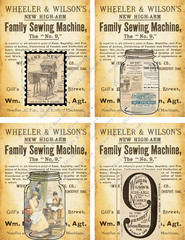 Family Sewing Machine Card Toppers Collage Supplies Scrapbooks Junk Journal