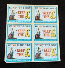 16 «Don’t Let Europe Rule Britannia», «Say ‘No» to the Euro» Souvenir Stickers