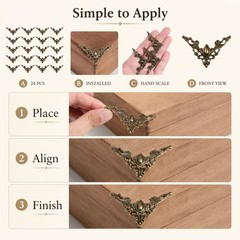 24Pcs Vintage Metal Corner Protectors, 1.7 Inch Antique Bronze Decorative Cor…