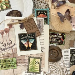 Bomichi 100 Pcs Postage Stamp Stickers, Aesthetic Insect Plants Colorful