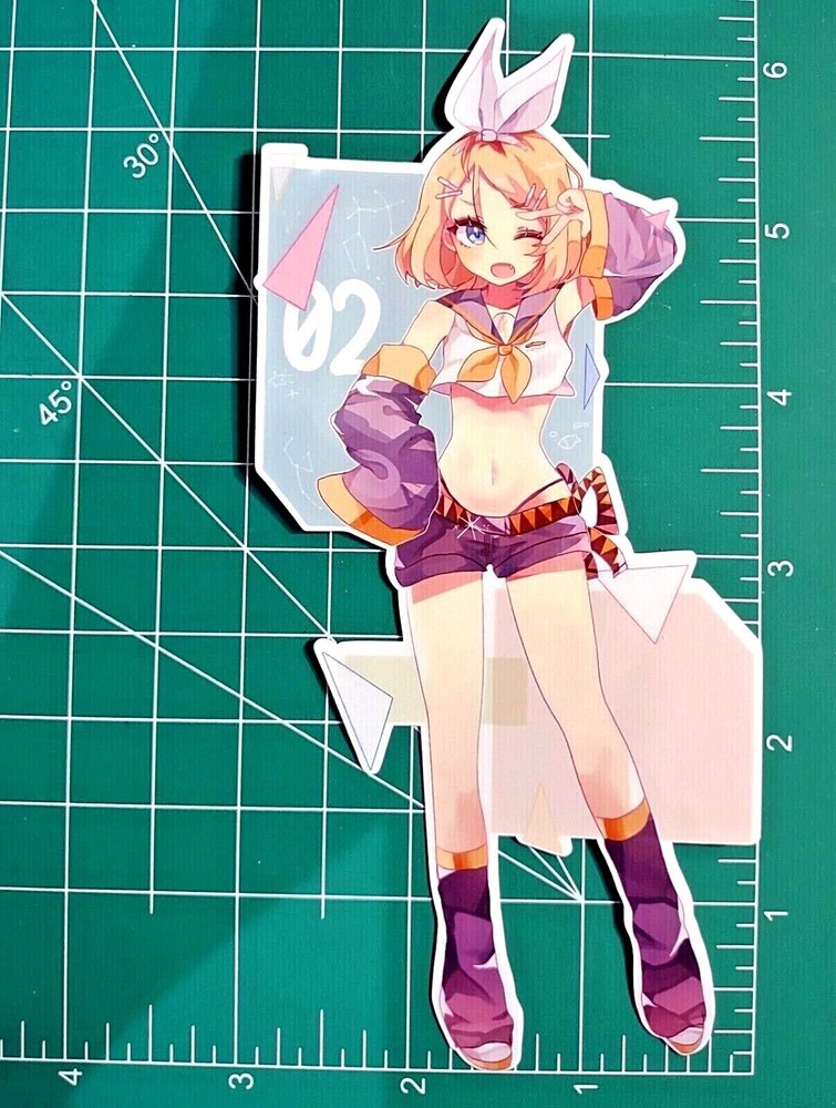 6inch Kagamine Rin sticker, anime girl water resistant vinyl decal Vocaloid cute