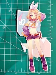 6inch Kagamine Rin sticker, anime girl water resistant vinyl decal Vocaloid cute
