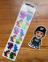 NEW VTG 1990 MYLAR SANDYLION STICKER DESIGNS PRISMATIC HOLO FOIL SHEET DINOSAUR