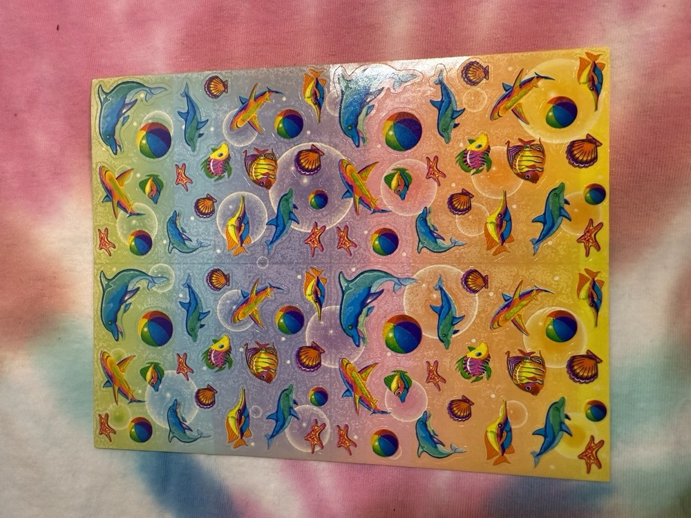 Vintage Lisa Frank Sticker Sheet Dolphins Sharks S670