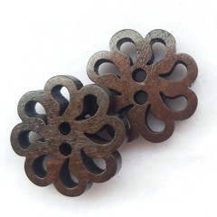 Chenkou Craft New Hollow Flower Wood Buttons 20mm Sewing Craft Brown Wholesal…
