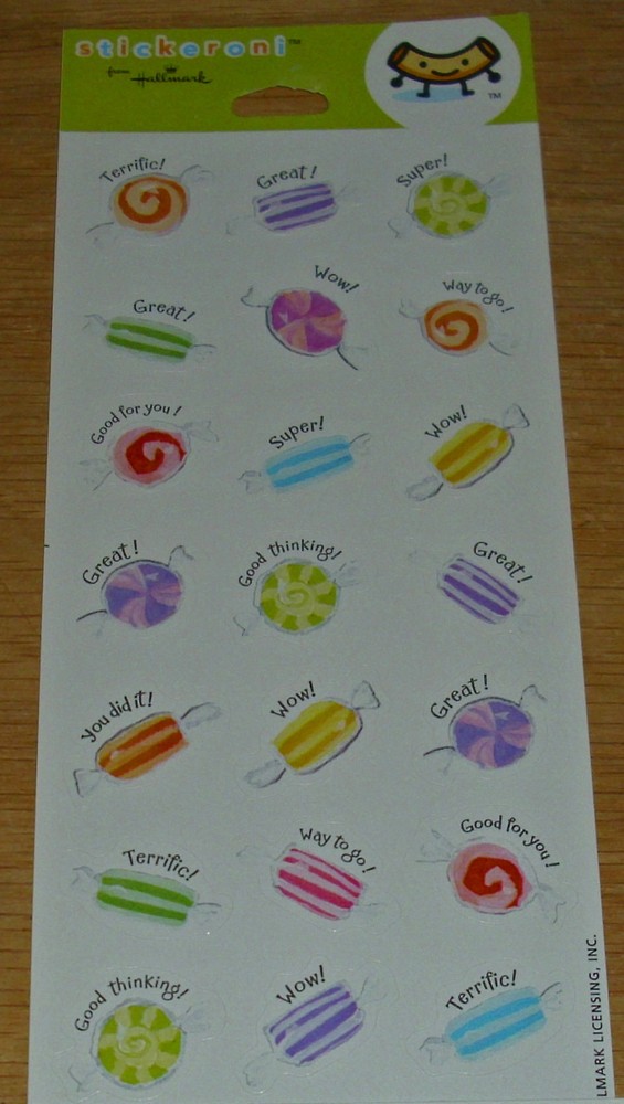 Hallmark Reward Stickers Candy Candies 1 Sheet 21 Pieces Free Ship Over $15