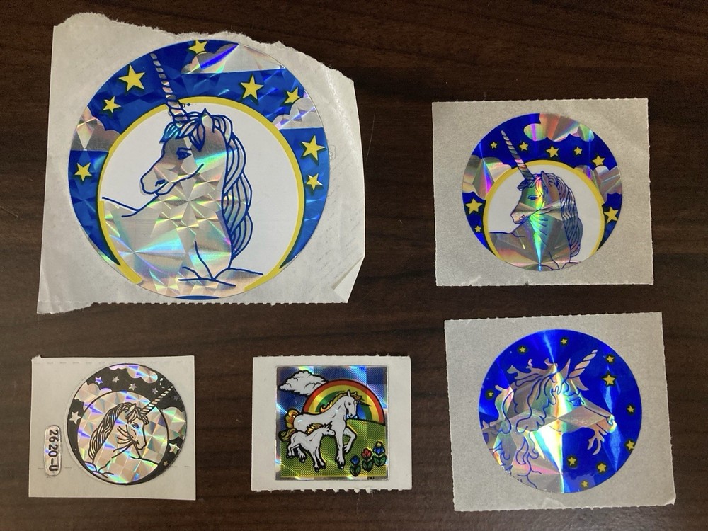 Vintage 1980s Regular Size Prism Unicorn Stickers – lot of 5