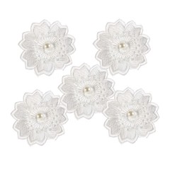CraftbuddyUS 10 White Wavy 2 Layer Flower w/ Pearl motifs 2 inches Stitch Fabric