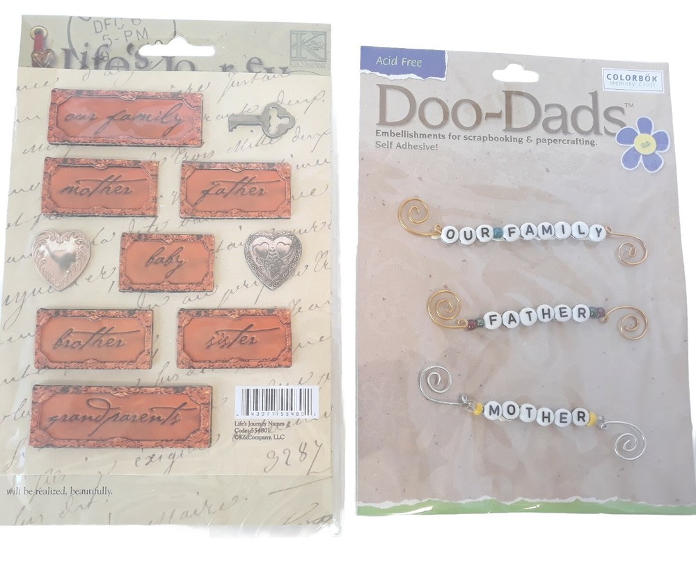 Family Scrapbook Lot Of 2 K & Company Color Bok 3D Wire Bead Embellishments New