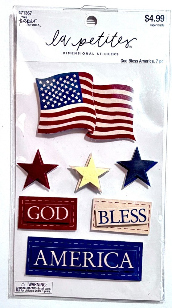 God Bless America Stickers Scrapbooking Journal Card Paper Studio