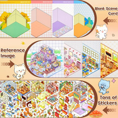 20 Sets DIY 3D Sticker Scene for Adults, Make Your Own Mini Cozy Shop House Roo