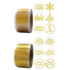 Clear Gold Print Christmas Labels for Envelopes and Gift Bags