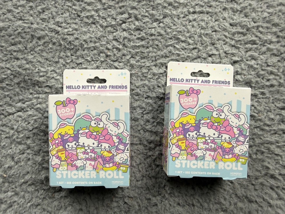 Sanrio Hello Kitty and Friends Snack Shop Sticker Roll 300+ Stickers Lot of 2
