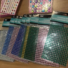 Lot Of 60 New Gemstone Rhinestone Jewel Stickers Crafts Self Adhesive Stick on