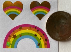 RAINBOW Prismatic Foil Stickers(7pc) •Love•Valentines Day•Shooting Stars•Hearts
