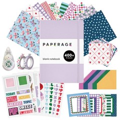Creative Junk Journal & Scrapbook Kit – Blank Hardcover Notebook, 20 Patterns, S