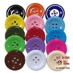2 Inch (50mm) x 15pcs Big Size Buttons Large Plastic Resin Round 4 Hole